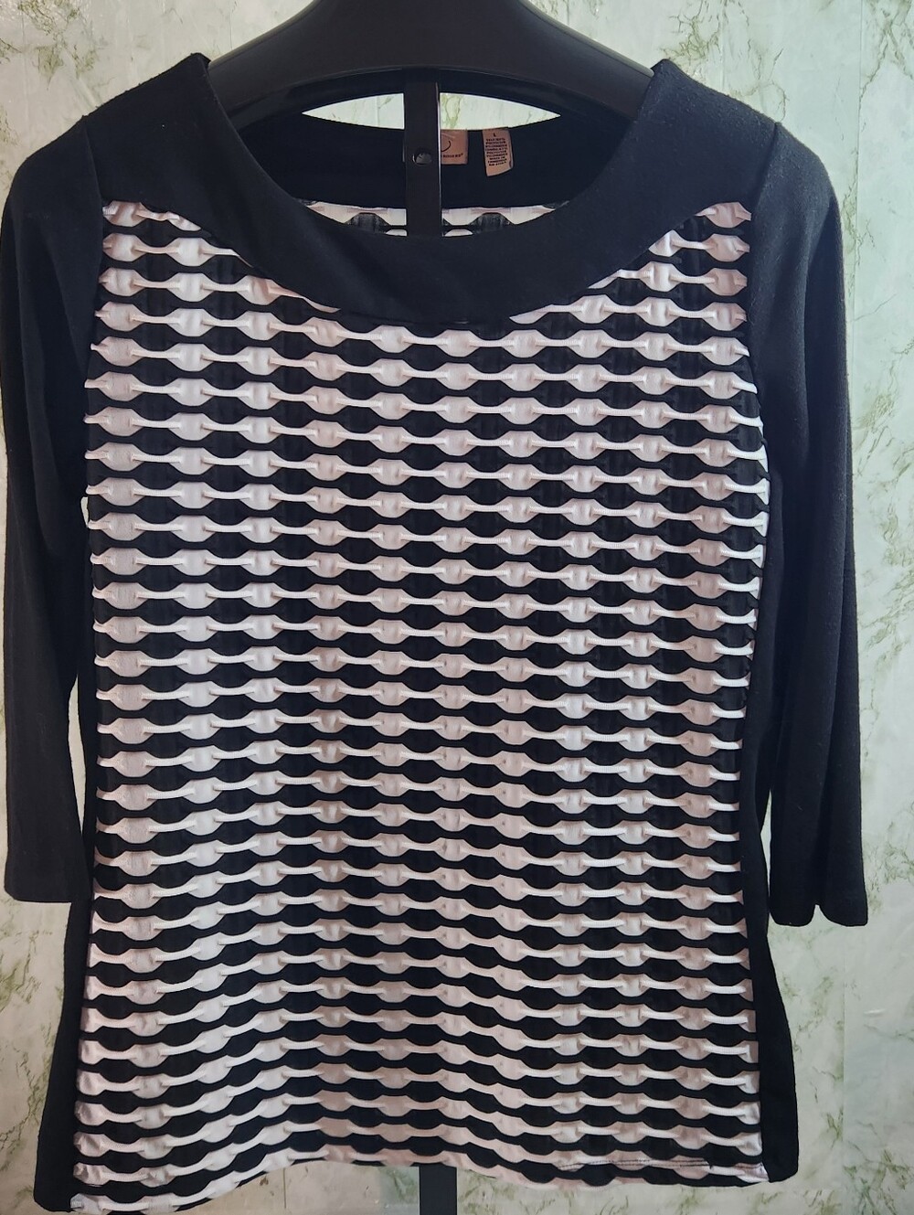 Kim Rogers Black/White Knit Top